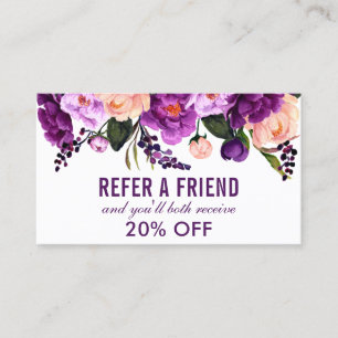 Cartão De Visita Referência floral ultravioleta roxa elegante
