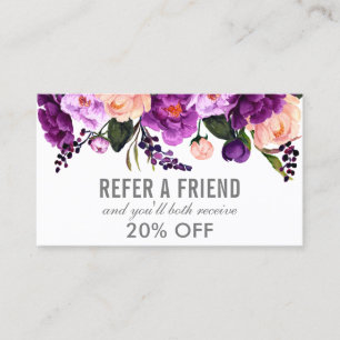 Cartão De Visita Referências de Prata Floral Ultra Violeta Elegante
