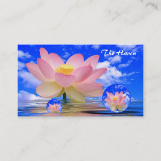 Cartão De Visita Reflexões da flor de Lotus & bolhas da paz