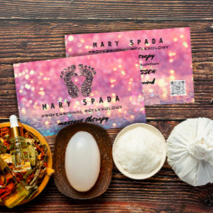 Cartão De Visita Reflexologia da Terapêutica de Massagem QRCode co