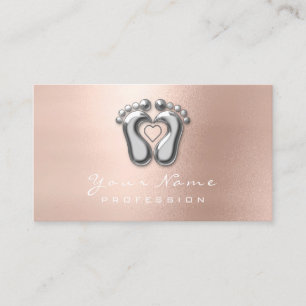 Cartão De Visita Reflexologia Massagem Terapêutica Silver Rosa Slon