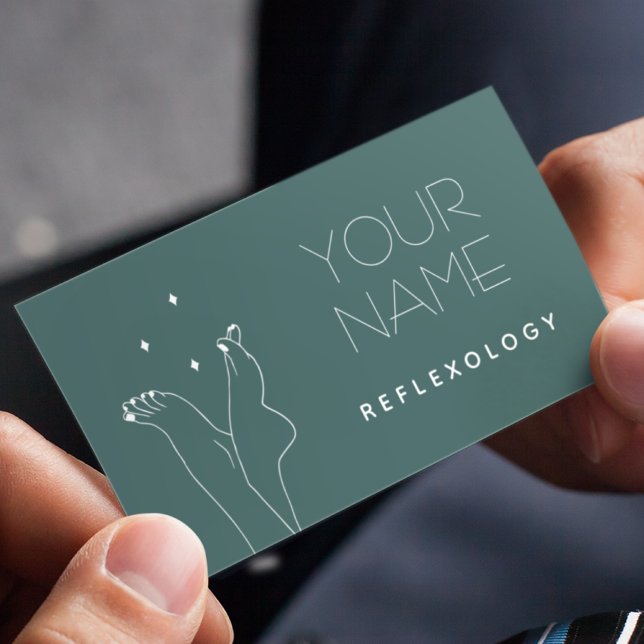 Cartão De Visita Reflexologia Terapêutica Bonito com Massagem de Pe (Criador carregado)