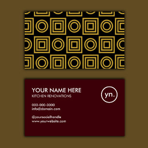 Cartão De Visita Reforma de Cozinha Dourado Geométrico Marrom Escur