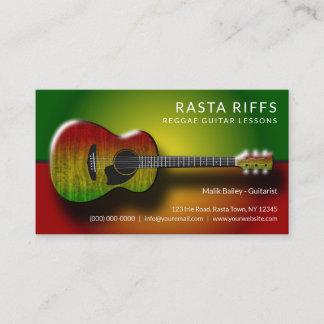 Cartão De Visita Reggae Rasta Riffs Guitar Lessons Professor de Mús