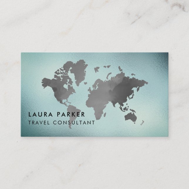 Cartão De Visita Registo branco preto do turismo do mapa do mundo (Frente)