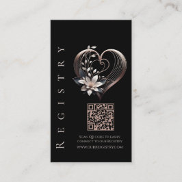 Cartão De Visita Registro de Casamento - Coração Rosa Moderno com F