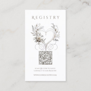 Cartão De Visita Registro de Casamento - Flores Brancas com Coração