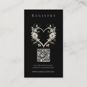 Cartão De Visita Registro de Casamento - Flores Modernas com Coraçã