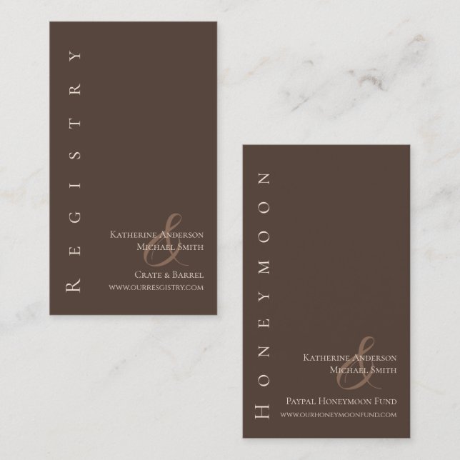 Cartão De Visita Registro de Casamento Simples Moderno - País Brown (Frente/Verso)