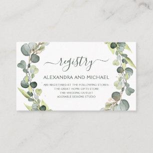 Cartão De Visita Registro de Presente de Casamento Eucalyptus Green