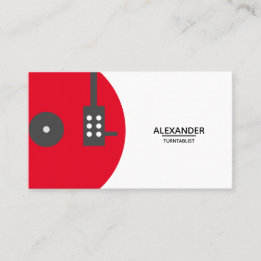 Cartão De Visita Registro de vinil DJ Vermelho Moderno