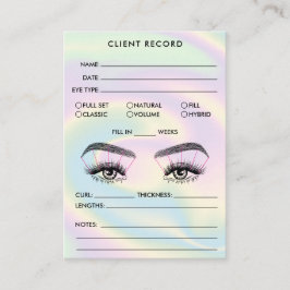 Cartão De Visita Registro do cliente Lash Adicionar holografia do l
