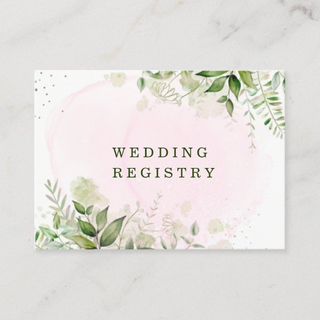 Cartão De Visita Registro Rustic Greenery Blush Pink Airy Weding Re (Frente)