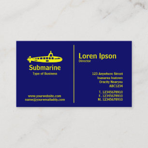 Cartão De Visita Regra do Meio Amarelo - Submarino - Azul Escuro