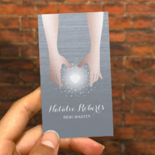 Cartão De Visita Reiki - Calor de energia Mãos de Terapêutica Azul 