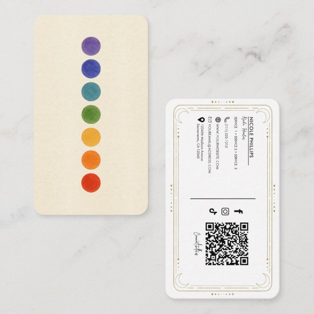 Cartão De Visita Reiki Chakra Energy Healer Social Media QR (Frente/Verso)