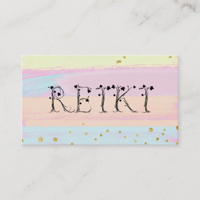 Cartão De Visita *~* REIKI Ivy Typografia Abstrato Pastel (Frente)