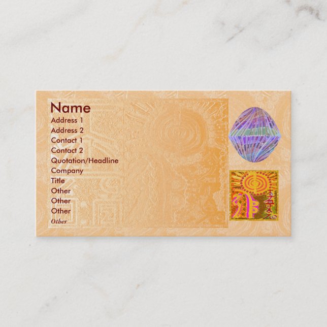 Cartão De Visita REIKI Practioner - cristais do roxo do símbolo n (Frente)