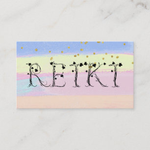 Cartão De Visita *~* REIKI Tipografia Ivy Glitter Pastel Stripes