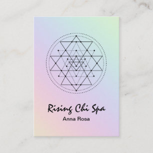 Cartão De Visita *~* Reiki Yoga Rainbow Pastel Sagrado Geometria