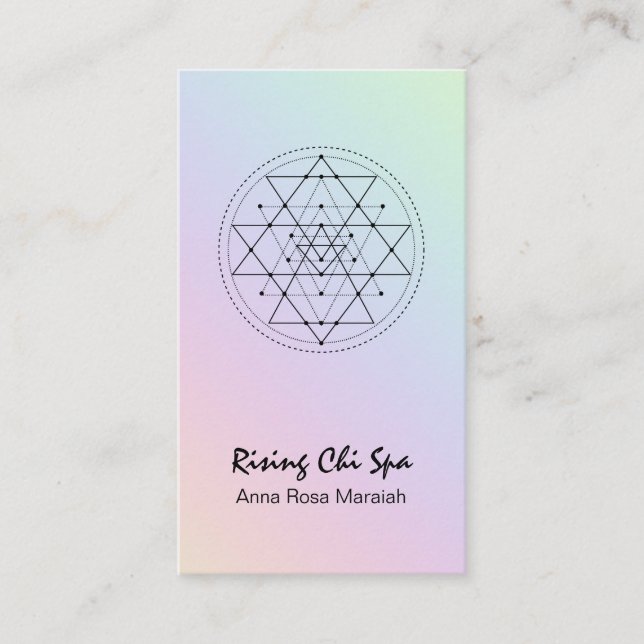 Cartão De Visita *~* Reiki Yoga Rainbow Sagrado Geometry Pastel (Frente)