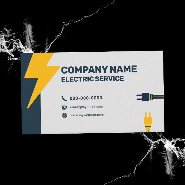 Cartão De Visita Relâmpago - Serviços Elétricos (Lightning Bolt - Electric Services Business Card)