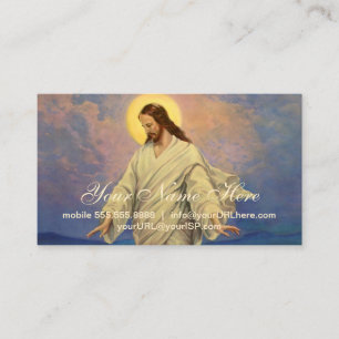 Cartão De Visita Religião Vintage, Jesus Cristo está andando sobre 