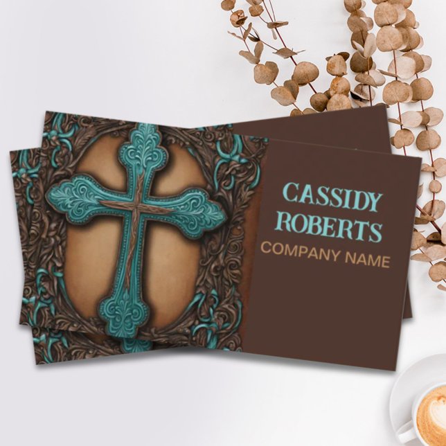 Cartão De Visita Religiosa Bíblia do País Ocidental (Religious Western Country Bible Cross Christian Business Card)