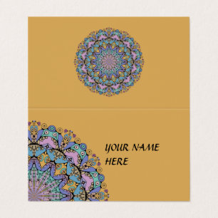 Cartão De Visita Relógio com Mandala Pintada à Mão 3