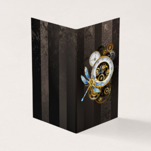 Cartão De Visita Relógio Steampunk com Dragonfly Mecânica