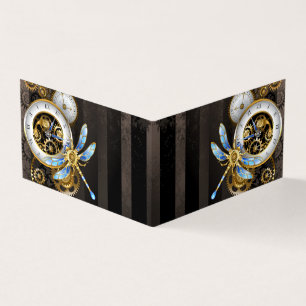 Cartão De Visita Relógio Steampunk com Dragonfly Mecânica