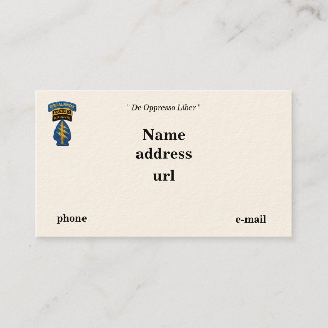 Cartão De Visita Remendo das guardas florestais SFG SF das boinas (Frente)