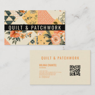 Cartão De Visita Remendo de Colcha Amarela de Pêssego Patchwork Rou
