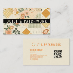 Cartão De Visita Remendo de Colcha Amarela de Pêssego Patchwork Rou