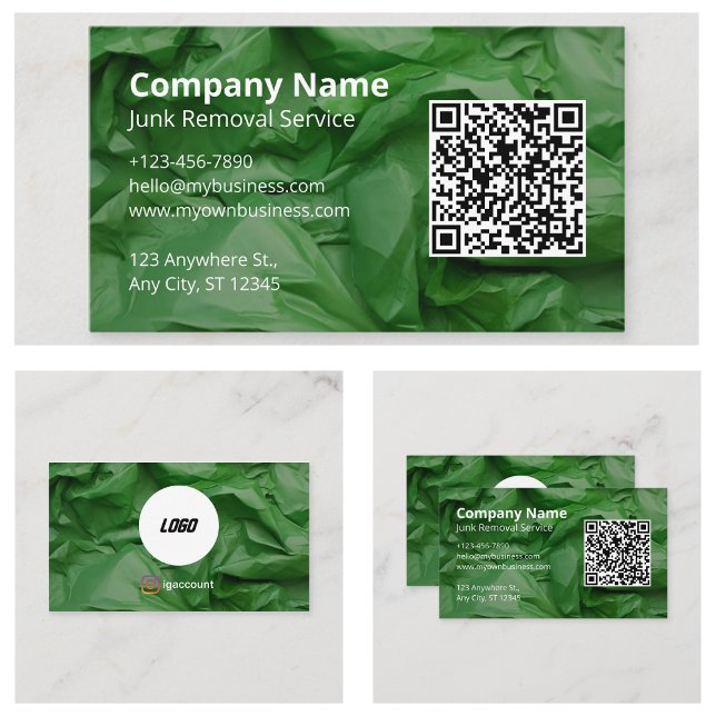 Cartão De Visita Remoção de Lixo Verde (Green Junk Removal Business Card
)