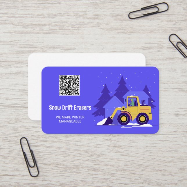 Cartão De Visita Remoção de Neve Enviando QR Personalizado (Frente/Verso In Situ)