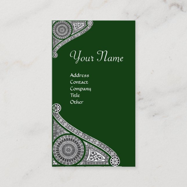 Cartão De Visita RENAISSANCE MONOGRAM 4 verde (Frente)
