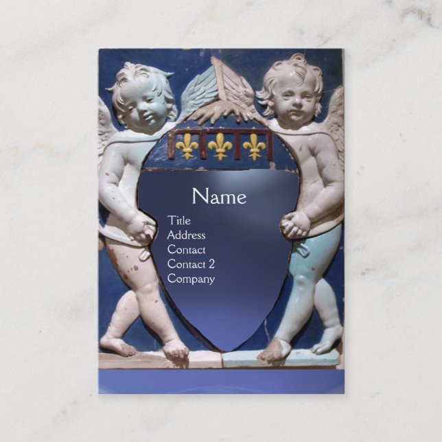 Cartão De Visita RENAISSANCE PEQUENOS ÂNGULOS MONOGRAMAS Blue Topaz (Frente)