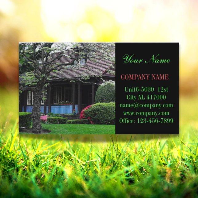 Cartão De Visita Renovação Construção de paisagens para cuidados de (Renovation Construction lawn care landscaping Business Card)