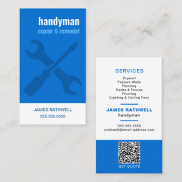 Cartão De Visita Reparações de Handyman com Código QR