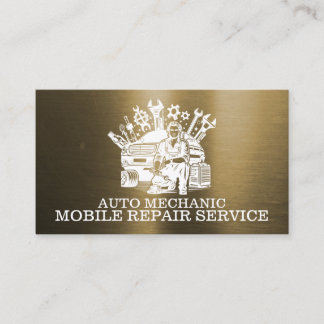 Cartão De Visita Reparador Automotivo Reparo Automotivo Metal Doura