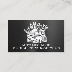 Cartão De Visita Reparador Automotivo Reparo Automotivo Metal Preto