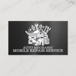Cartão De Visita Reparador Automotivo Reparo Automotivo Metal Preto