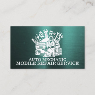 Cartão De Visita Reparador Automotivo Reparo Automotivo Metal Verde