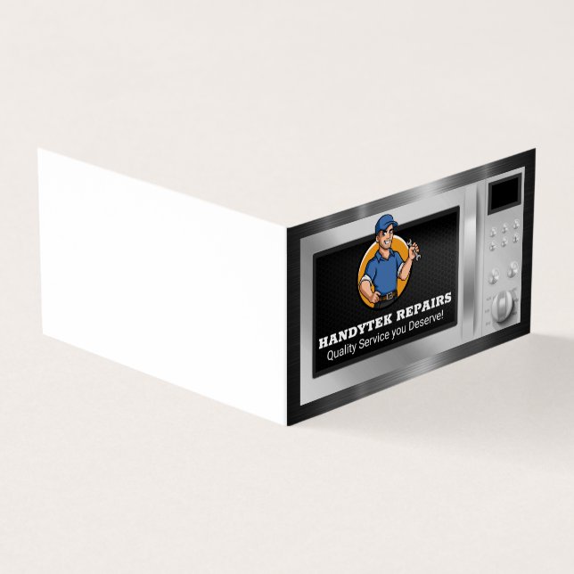 Cartão De Visita Reparador com Wrench | Equipamento de micro-ondas (Exterior)