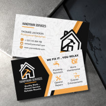 Reparador de Casas Laranja Preto Moderno