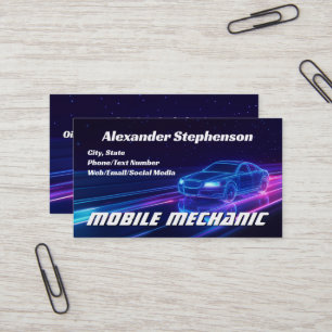Cartão De Visita Reparo Automático Mecânico Móvel Compro Purple Neo