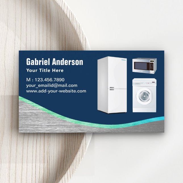 Cartão De Visita Reparo de aparelhos domésticos de aço azul marinho (Criador carregado)