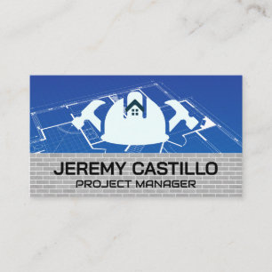 Cartão De Visita Reparo de Casa de Construção Impressões azuis