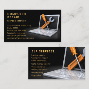 Cartão De Visita Reparo de Computador Simples Profissional Moderno